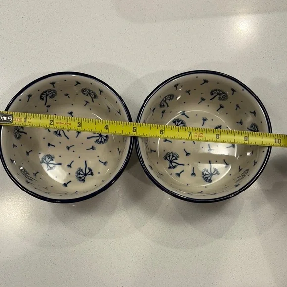Set of Two Polish Pottery Dandelion Print Bowls 207 - Picture 5 of 6